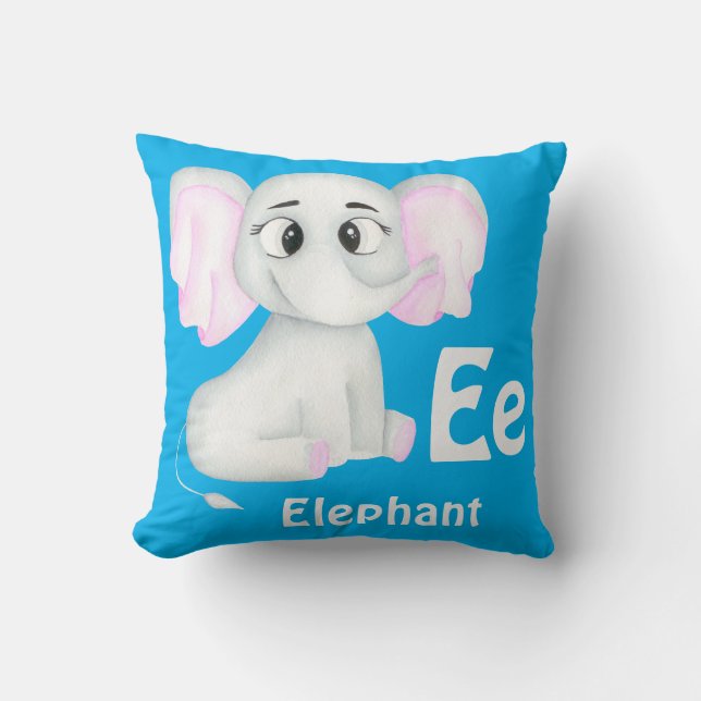 Almofada Elefante personaliza ABC: Letra E - Adicione seu N (Frente)