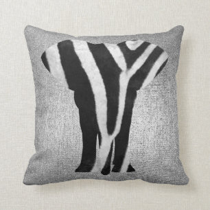 Almofada Elefante preto metálico da pele da zebra das