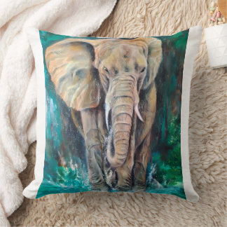 Almofada Elefante Realista, Acuarela