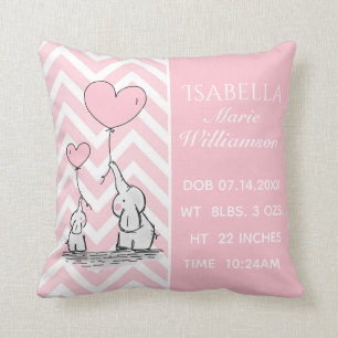 Almofada Elefante Rosa Pastel Personalizado Nascimento Meni