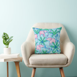 Almofada Elefante verde-rosa azul