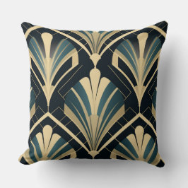 Almofada Élégance Art Déco - Bleu Nuit et Ivoire