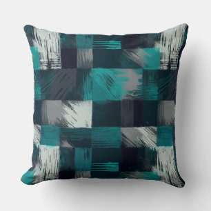 Almofada Elegância Abstrata em Verde Azul e Cinza