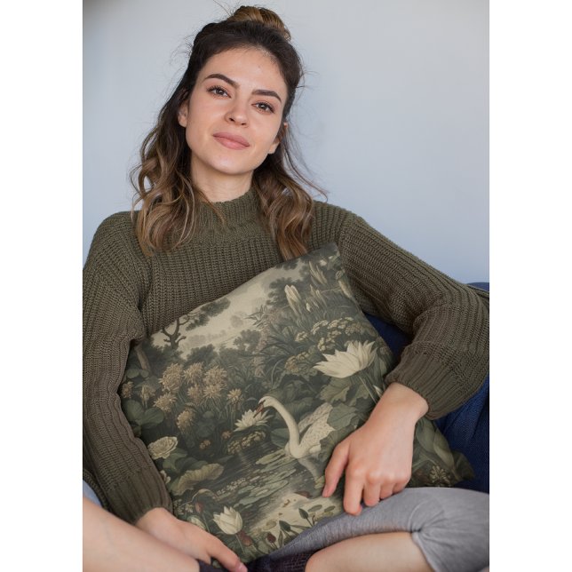 Almofada Elegância Botânica - Cisne na Floresta (Criador carregado)