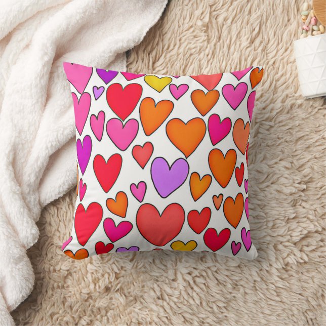 Almofada Elegância Chic Hearts: Amor Feliz (Cobertor)