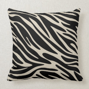 Almofada Elegância Clássica Preto e Marrom Impressão Zebra