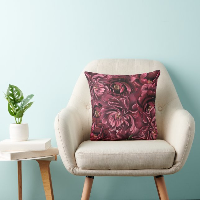 Almofada Elegância da Flor Burgundy (Cadeira)