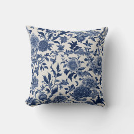 Almofada Elegância de porcelana personalizável: Blue Floral