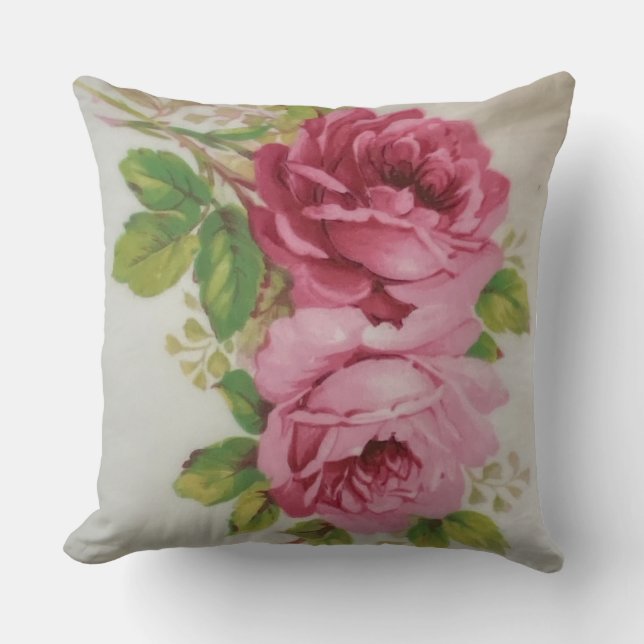 Almofada Elegância do Rosa de couve de Vintage (Frente)