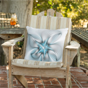 Almofada Elegância Floral Moderna Abstrato Azul Arte Fracta