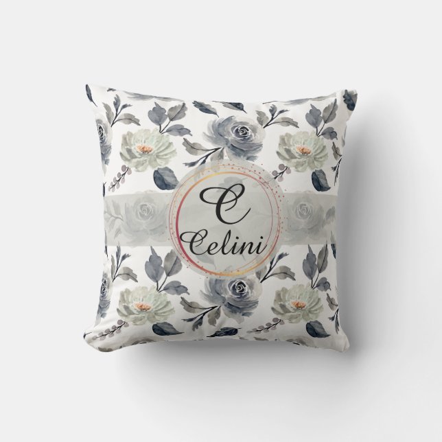 Almofada Elegância Floral: Um Padrão Incrível De Aquarela (Frente)