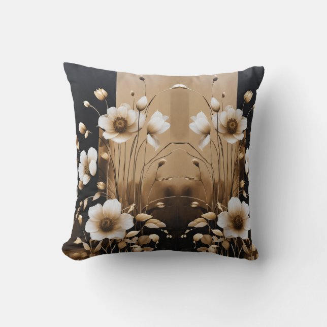 Almofada Elegância florescente: Travesseiro decorativo Flor (Frente)