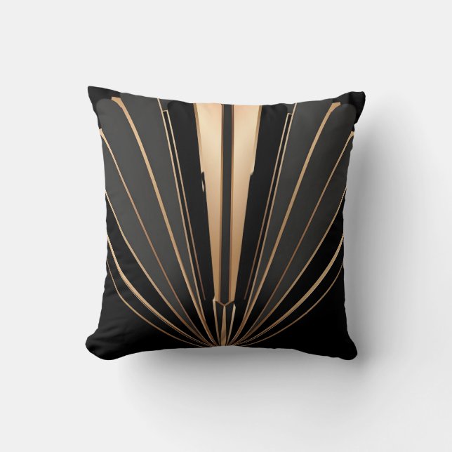 Almofada Elegância Geométrica em Art Deco Dourado (Frente)