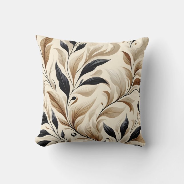 Almofada Elegância Moderna Padrão de Folha Natural Acento d (Frente)