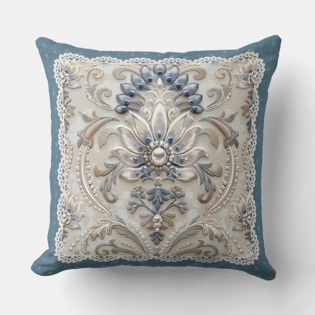 Almofada Elegância Pérola: Jogada de Padrões Emborados Cris (Frente)