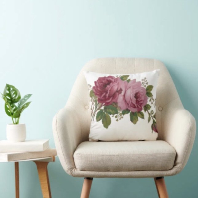 Almofada Elegância Rosa Pink  (Throw Pillow 100% polyester heavyweight stretch material. Hidden zipper Made in the USA.
)