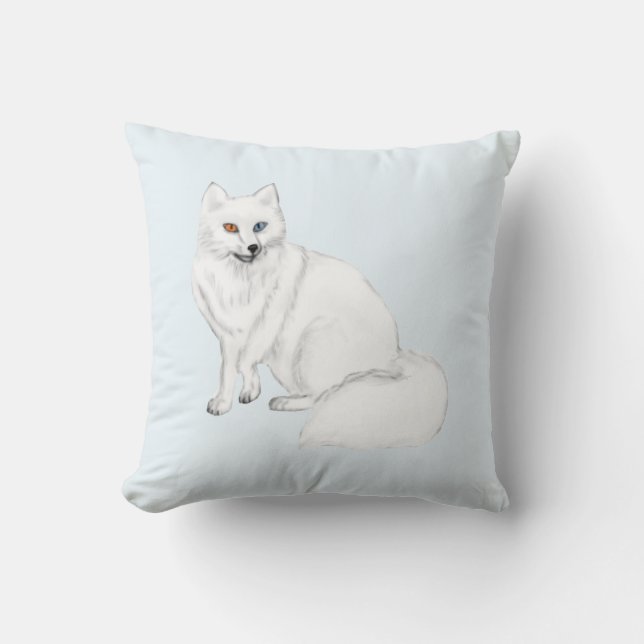 Almofada Elegant Arctic Fox Pillow with Snowflake Pattern  (Frente)