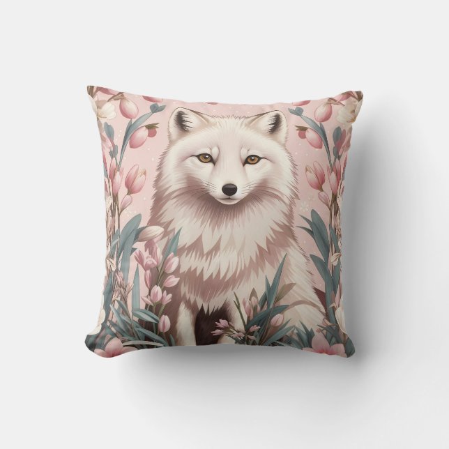 Almofada Elegant Arctic Fox Pink Floral (Frente)
