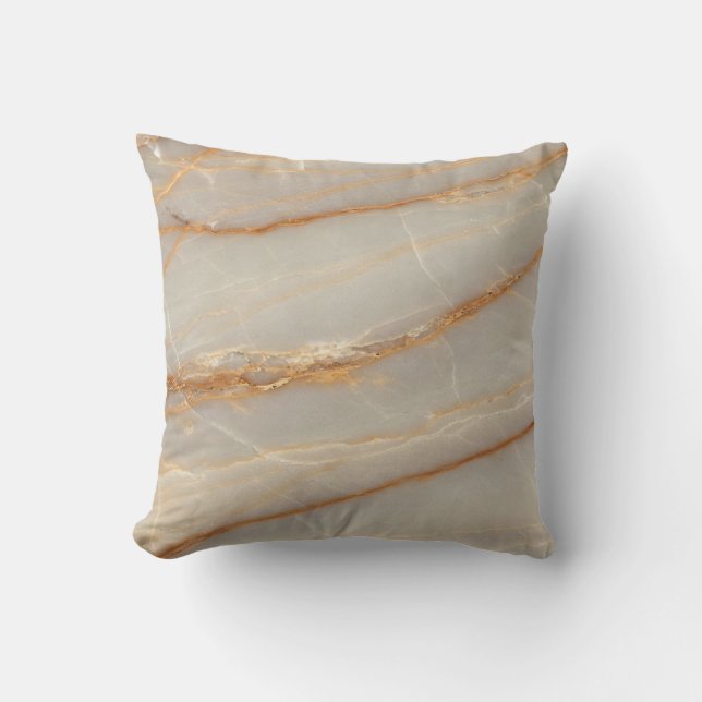 Almofada Elegant Beige and Gold Marble Pattern Throw Pillow (Frente)