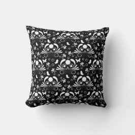 Almofada Elegant Black and White Butterfly Pattern