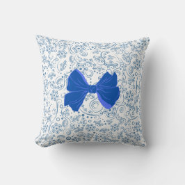 Almofada Elegant Blue and White Bow Pattern