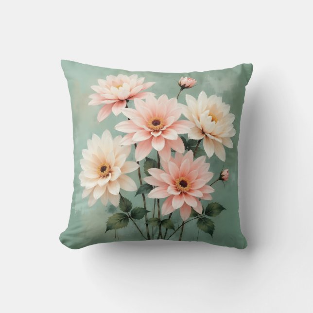 Almofada Elegant Blush Chrysanthemum Art (Frente)