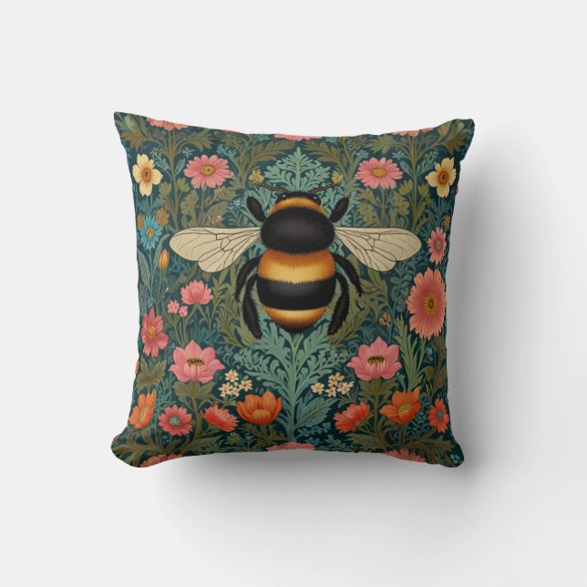 Almofada Elegant boho retro bumblebee spring florals  (Frente)
