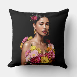 Almofada Elegant Botanical Female Oil Painting Aesthetic