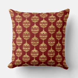 Almofada Elegant Burgundy & Gold Christmas Pillow – Luxury 
