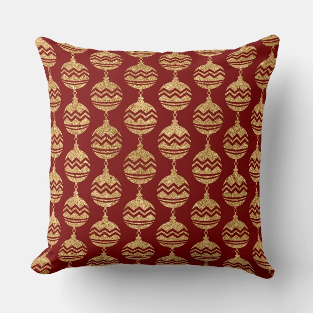 Almofada Elegant Burgundy & Gold Christmas Pillow – Luxury  (Frente)