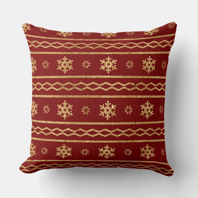 Almofada Elegant Burgundy & Gold Christmas Pillow – Luxury  (Frente)