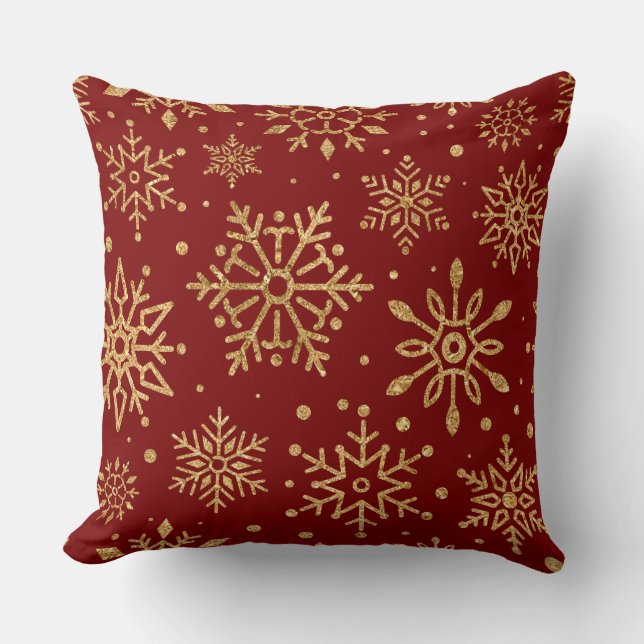 Almofada Elegant Burgundy & Gold Christmas Pillow – Luxury  (Frente)