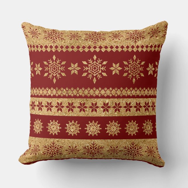 Almofada Elegant Burgundy & Gold Christmas Pillow – Luxury  (Frente)