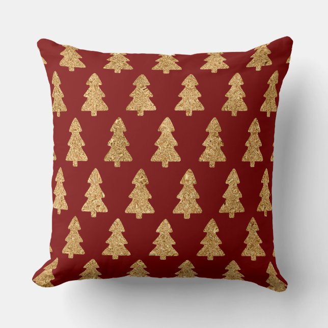 Almofada Elegant Burgundy & Gold Christmas Pillow – Luxury  (Frente)