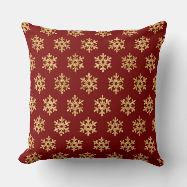 Almofada Elegant Burgundy & Gold Christmas Pillow – Luxury  (Frente)