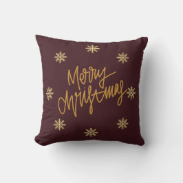 Almofada Elegant Burgundy & Gold Merry Christmas Home Décor