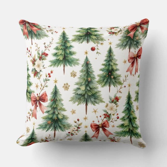 Almofada Elegant Christmas Tree Floral Pattern Pillow (Frente)