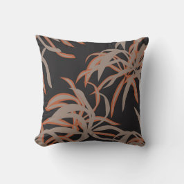 Almofada Elegant Copper and Black Tropical Leaf Throw Pillo