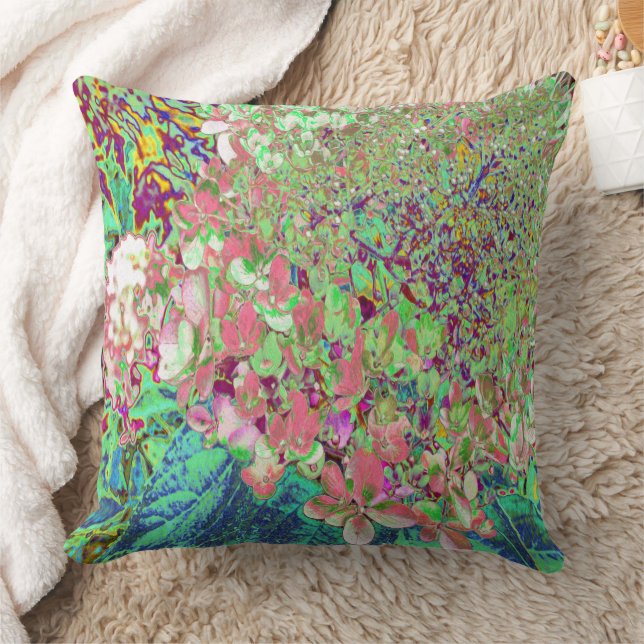 Almofada Elegant Coral and Chartreuse Limelight Hydrangea (Cobertor)
