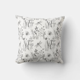 Almofada Elegant Dragonflies & Wildflowers