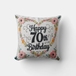 Almofada Elegant Floral 70 Birthday Travesseiro decorativo: