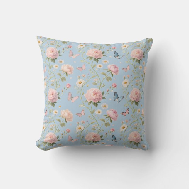 Almofada Elegant Floral & Butterfly Throw Pillow (Frente)