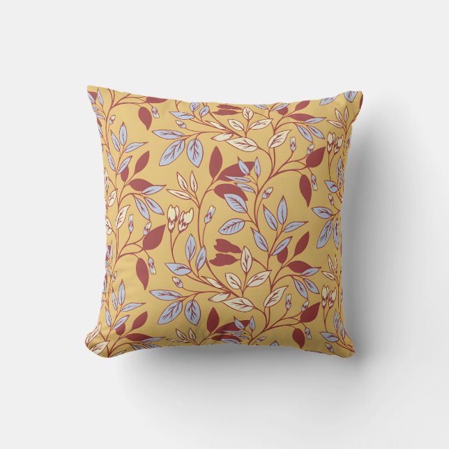 Almofada Elegant Floral Pattern with Red and Blue Leaves (Frente)