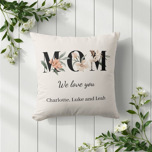 Almofada Elegant Floral Personalized Mom Throw Pillow Gift (Criador carregado)