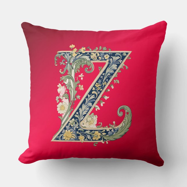 Almofada Elegant Floral Z Monogram Throw Pillow (Frente)