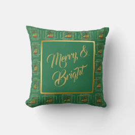 Almofada Elegant French Horn Christmas Green Throw Pillow