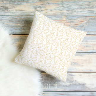 Almofada Elegant Gold Botanical Line Art Throw Pillow