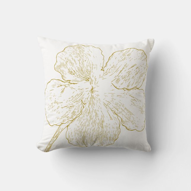 Almofada Elegant Gold Floral Line Art Minimalist (Frente)