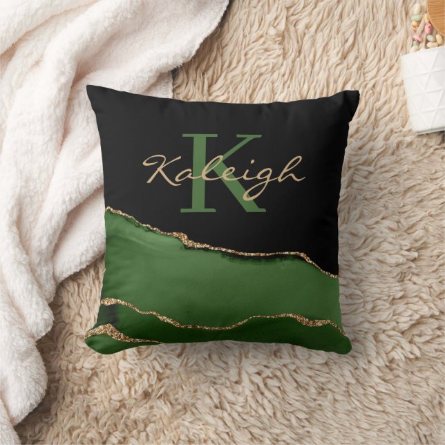 Almofada Elegant Green Black Gold Marble Personalizado  (Cobertor)