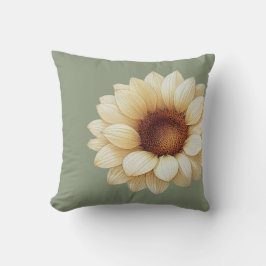 Almofada Elegant Green Minimal Sunflower Edge Floral